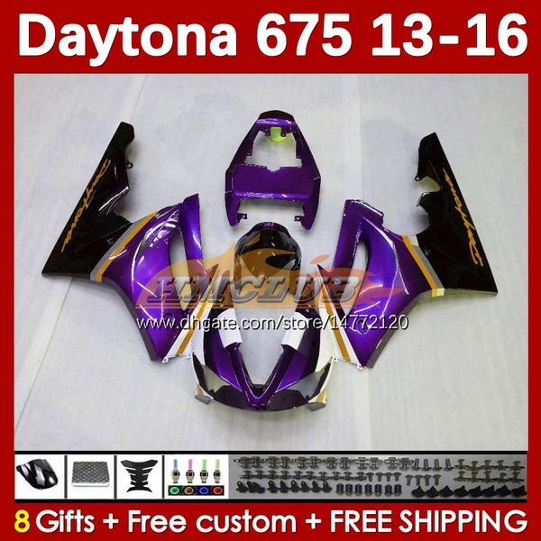 Motorcycle Kuip Kit Voor Daytona 675 675R 2013 2014 2015 2016 Carrosserie 166No.115 Daytona675 Body Daytona 675 R 13 14 15 16 2013-2016 OEM MOTO Stroomlijnkappen zwart paars