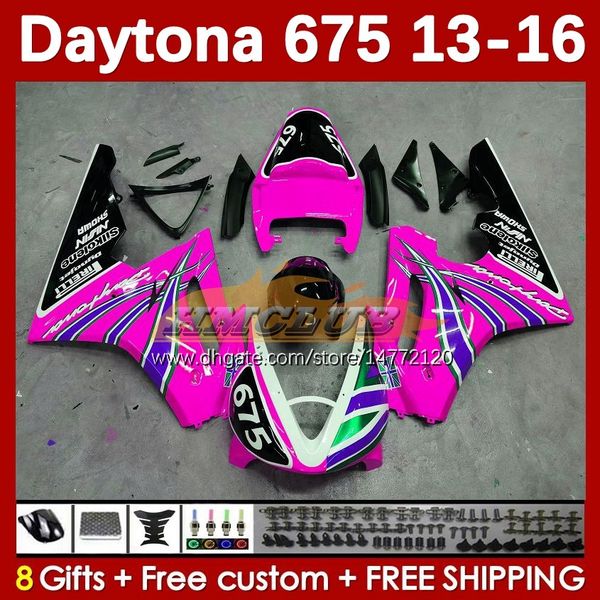 Kit de carénage de moto pour Daytona 675 675R 2013 2014 2015 2016 Carrosserie 166No.124 rose brillant Daytona675 Body Daytona 675 R 13 14 15 16 2013-2016 OEM MOTO Carénages