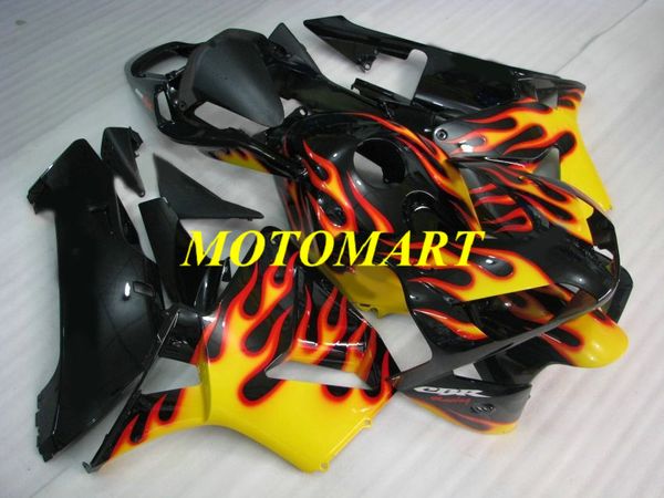 Kit de carénage de moto pour Honda CBR600RR CBR 600RR 2003 2004 CBR 600F5 CBR600 04 04 Flammes ABS Flammes Jaune Carénings Black Set + Cadeaux HM22