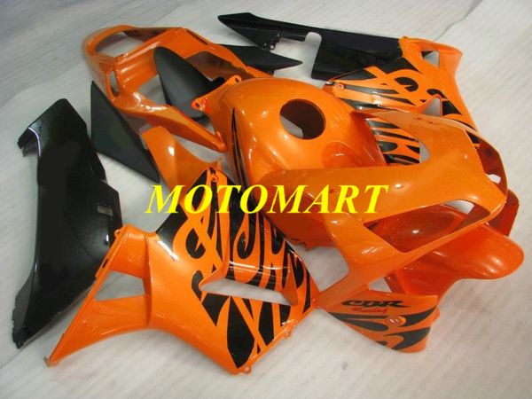 Kit de carénage de moto pour HONDA CBR600RR CBR 600RR 2003 2004 CBR 600F5 CBR600 03 04 Flames orange noir Ensemble de carénages + cadeaux HM29