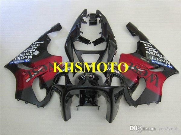 Kit de carenado de motocicleta para KAWASAKI Ninja ZX-7R ZX7R 1996 2003 ZX 7R 96 97 02 03 ABS Rojo negro Carenados set + regalos KZ01