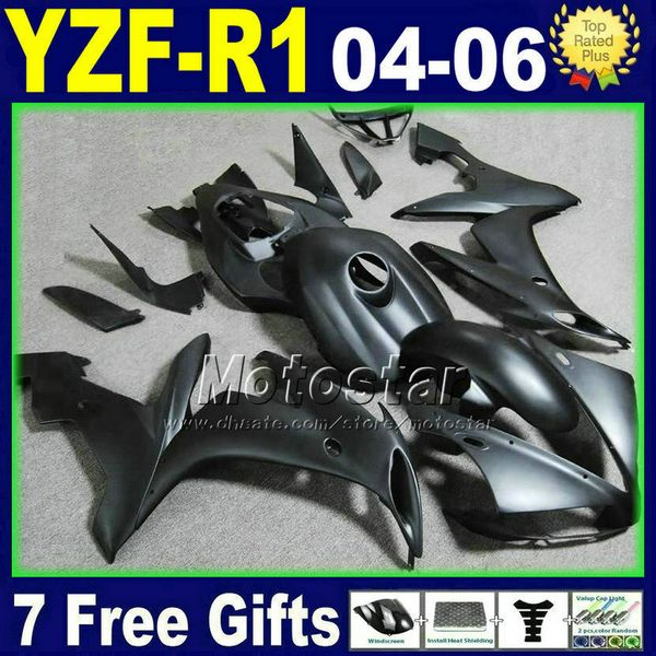 Kit de carénage de moto pour YAMAHA R1 2004, noir plat mat, yzf 2005 2006 R1 04 05 06, ensemble de carrosserie de route 46 mo