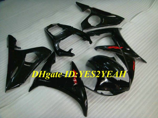 Kit de carenado de motocicleta para YAMAHA YZFR6 03 04 05 YZF R6 2003 2004 2005 YZF600 ABS Juego de carenados negro brillante + Regalos YN24