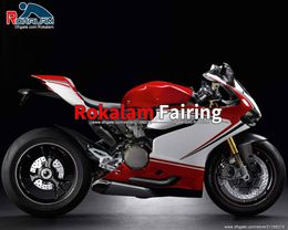 Carénages de moto 12 13 14 pour Ducati 899 1199 1199S Panigale 2012 2013 2014 Kit de carénage de sport de carrosserie rouge blanc (moulage par injection)