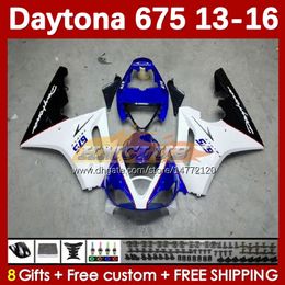 Carénages de moto pour Daytona 675 675R 2013-2016 Carrosserie 166No.6 Daytona675 13 14 15 16 Corps Daytona 675 R 2013 2014 2015 2016 Kit de carénage MOTO OEM bleu blanc blk