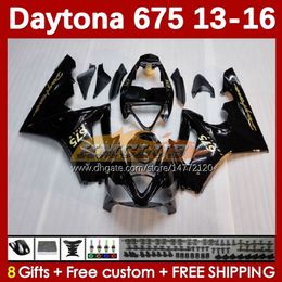 Carenados de motocicleta para Daytona 675 675R 2013-2016 Carrocería 166No.15 Daytona675 13 14 15 16 Cuerpo Daytona 675 R 2013 2014 2015 2016 Kit de carenado OEM MOTO negro brillante