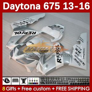 Carénages de moto pour Daytona 675 675R 2013-2016 Carrosserie blanche Repsol 166No.24 Daytona675 13 14 15 16 Corps Daytona 675 R 2013 2014 2015 2016 Kit de carénage OEM MOTO