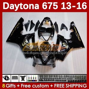 Carénages de moto pour Daytona 675 675R 2013-2016 Carrosserie 166No.15 Daytona675 13 14 15 16 Corps Daytona 675 R 2013 2014 2015 2016 Kit de carénage OEM MOTO noir brillant