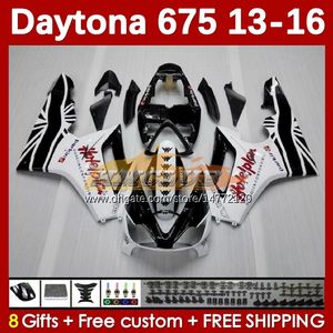 Avesos de motocicleta para Daytona 675 675R 2013-2016 Cuerpo 166NO.14 Daytona675 13 14 15 15 Body Daytona 675 R 2013 2014 2015 2015 2016 Moto Mairing Kit White Glossy