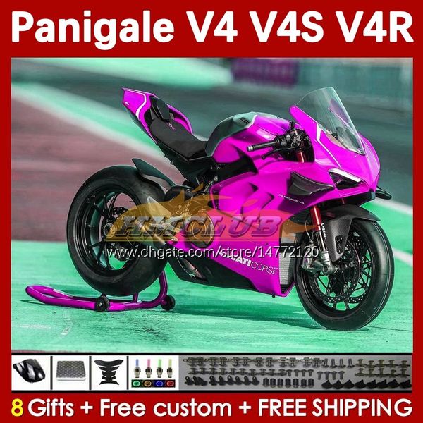 Carenados de motocicleta para DUCATI Street Fighter Panigale V4S V4R V 4 V4 S R 18 19 20 Cuerpo 41No.75 V4-S V4-R 18-22 V-4S V-4R 2018 2019 2020 Molde de inyección Carrocería rosa brillante