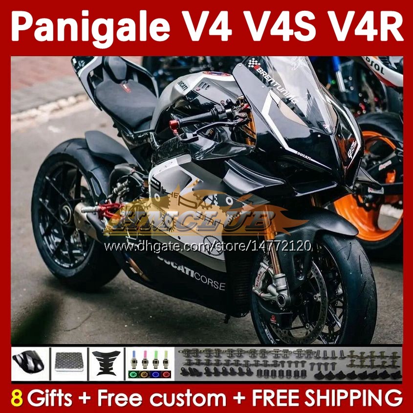 Motocicletas para Ducati Street Fighter Panigale v 4 V4 S R V4S V4R 18-22 Bodywork preto branco 41NO.34 V4-S V4-R 18 19 20 V-4S V-4R 2018 2019 2020 Mold Body