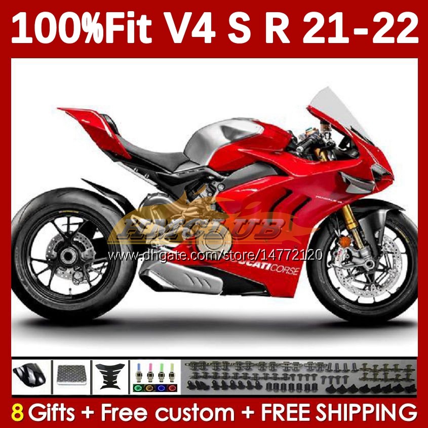 Motorfietsbeurs voor Ducati Street Fighter Panigale V 4 V4 S R V4S V4R 2018-2022 Bodywerk 167no.32 V4-S V4-R 21 22 V-4S V-4R 2021 2022 Spuitgietlichaam Rode Zilvery