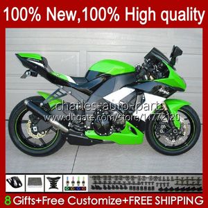 Carenados de motocicleta para KAWASAKI NINJA ZX 10R ZX10 10 R 1000 CC ZX10R 08 09 10 Cuerpo 56No.50 1000CC ZX1000C ZX-10R 2008 2009 2010 ZX1000 08-10 Kit de carrocería Blanco Verde negro