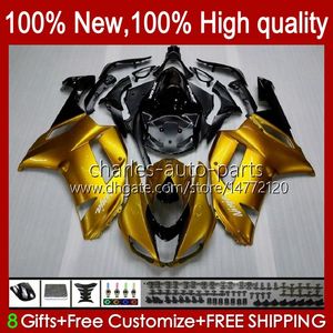 Обтекатели мотоцикла для KAWASAKI NINJA ZX600C ZX-600 ZX 6R 600CC 6 R ZX636 07-08 Кузов 10No.19 ZX-636 600 CC ZX6R 07 08 ZX600 ZX 636 ZX-6R 2007 2008 Комплект кузовов глянцевый золотой