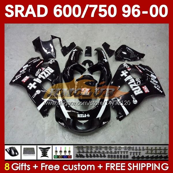 Carenados de motocicleta para SUZUKI RIZLA negro SRAD GSXR 750 600 CC 600CC 750CC 96-00 168No.5 GSXR750 GSXR-600 96 97 98 99 00 GSX-R750 GSXR600 1996 1997 1998 1999 2000 Cuerpo