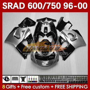 Motorfietsen voor Suzuki Srad GSXR 750 600 cc 600cc 96 97 98 99 00 168NO.107 GSX-R750 GSXR600 1996 1997 1998 1999 1999 2000 GSXR750 GSXR-600 750CC 96-00 Body Body Silvery