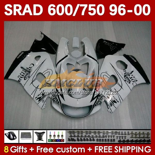 Carénages de moto pour SUZUKI SRAD GSXR 750 600 CC 600CC 750CC 96-00 168No.14 blanc noir GSXR750 GSXR-600 96 97 98 99 00 GSX-R750 GSXR600 1996 1997 1998 1999 2000 Corps