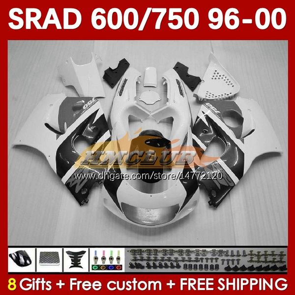 Carenados de motocicleta para SUZUKI SRAD GSXR 750 600 CC 600CC 96 97 98 99 00 168No.97 GSX-R750 GSXR600 1996 1997 1998 1999 2000 GSXR750 GSXR-600 750CC 96-00 Cuerpo gris blanco