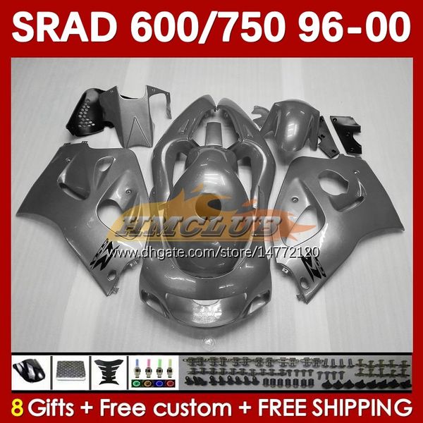 Carenados de motocicleta para SUZUKI SRAD GSXR 750 600 CC 600CC 96 97 98 99 00 168No.76 GSX-R750 GSXR600 1996 1997 1998 1999 2000 GSXR750 GSXR-600 750CC 96-00 Cuerpo gris brillante