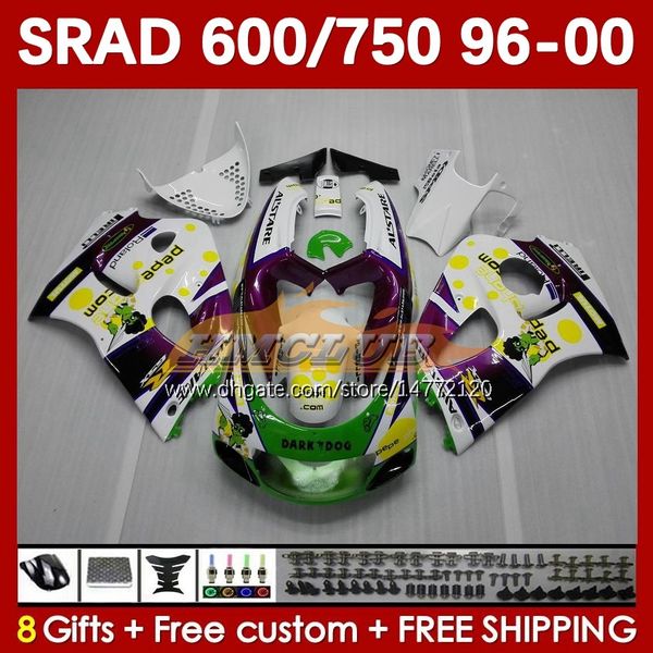 Carénages de moto pour SUZUKI SRAD GSXR 750 600 CC 600CC 750CC 96-00 168No.65 GSXR750 GSXR-600 96 97 98 99 00 GSX-R750 GSXR600 1996 1997 1998 1999 2000 Corps blanc violet