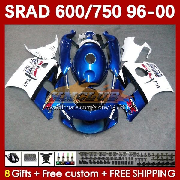 Carenados de motocicleta para SUZUKI SRAD GSXR 750 600 CC 600CC 750CC 96-00 168No.63 GSXR750 GSXR-600 96 97 98 99 00 GSX-R750 GSXR600 1996 1997 1998 1999 2000 Cuerpo de fábrica azul