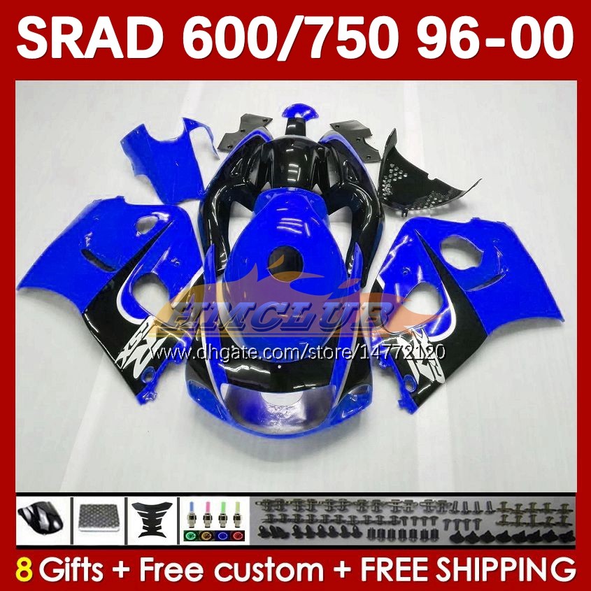 Carementi motociclistici per Suzuki SRAD GSXR 750 600 CC 600CC 750cc 96-00 168NO.43 Blue Stock GSXR750 GSXR-600 96 97 98 99 00 GSX-R750 GSXR600 1996 1997 1998 1999 2000 BODY BODY BODY BODY