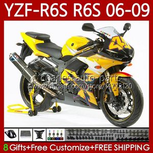 Carénages de moto pour YAMAHA YZF R6 S 600 CC YZF600 YZF-R6S 2006 2007 2008 2009 Corps 96No.154 YZF-600 600CC YZFR6S 06-09 YZF Jaune Noir R6S 06 07 08 09 Kit de carrosserie OEM