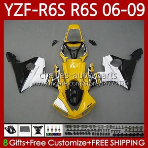 Carénages de moto pour Yamaha YZF Blanc blk jaune R6 S 600 CC YZF600 YZF-R6S 2006 2007 2008 2009 Corps 96No.151 YZF-600 600CC YZFR6S 06-09 YZF R6S 06 07 08 09 Kit de carrosserie OEM