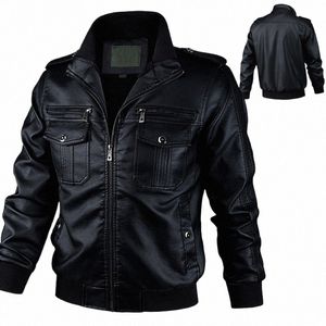 Veste de moto en simili cuir hommes coupe-vent Fi qualité veste en cuir pour hommes automne hiver manteau en cuir PU homme vêtements d'extérieur XL 030V #