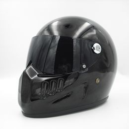 Casco moto integrale casco cruiser in fibra di vetro con scudo nero per casco bici vintage Cafe racer casco retro cool275F