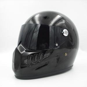 Motor integraalhelm cruiser glasvezel helm met zwart schild voor Vintage Cafe racer casco retro fietshelm cool275F