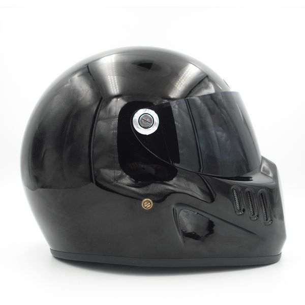 Casque de moto intégral cruiser en fibre de verre avec bouclier noir pour Vintage Cafe racer casco casque de vélo rétro cool215c