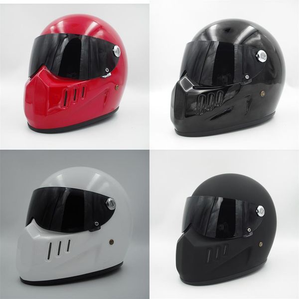 Casque de moto intégral cruiser en fibre de verre avec bouclier noir pour Vintage Cafe racer casco casque de vélo rétro cool255K