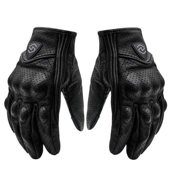 Gants de moto doigt complet Guantes Moto gants de protection respirant perforé en cuir véritable équitation Cross Dirt Bike gants H1022