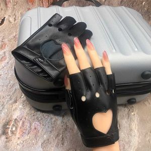 Guantes de motocicleta Punk moda mujer guantes de cuero para motociclista manoplas sin dedos baile conducción de automóviles guantes de muñeca accesorios finos para motocicleta L2312.14