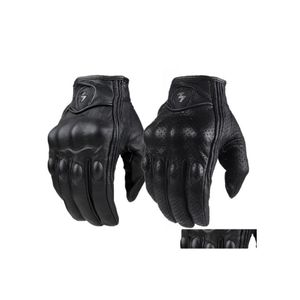 Motorcycle Gloves Retro Pursuit Perforated Real Leather Moto Waterproof Protective Gears Motocross Gift Drop Delivery Mobiles Motorc Dh1Vs