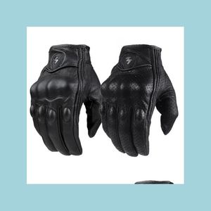 Guantes de motocicleta Persecución retro Perforado Guantes de motocicleta de cuero real Moto Engranajes protectores impermeables Motocross Regalo Drop Delive DHPEF