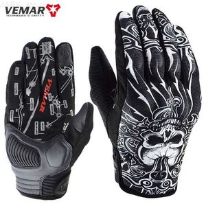 Guantes de moto VEMAR Guantes de moto para hombre Guantes de moto vintage Pantalla táctil Calavera Moto Motocross Guantes de verano MTB Ciclismo RetroL2312.14