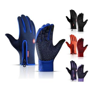 Guantes de motocicleta Invierno para hombres Mujeres Touchsn Cálido Ciclismo al aire libre Conducción A prueba de viento Cámara antideslizante Senderismo Deportes FL Finger Drop Delive OT3UH