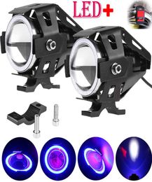 Phare de moto rcycle U7 12V LED conduite brouillard Spot phare moto projecteurs tirer sur la lampe Angel Eyes pour Honda8799836