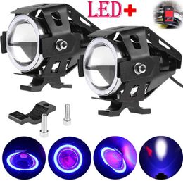 Phare de moto rcycle U7 12V LED conduite brouillard Spot phare moto projecteurs tirer sur la lampe Angel Eyes pour Honda4743966