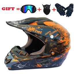 Motorhelm 4 stks Set Off Road Motocross Motorfietsen Offroad Atv Cross Racefiets Casque Met Bril Mask214C