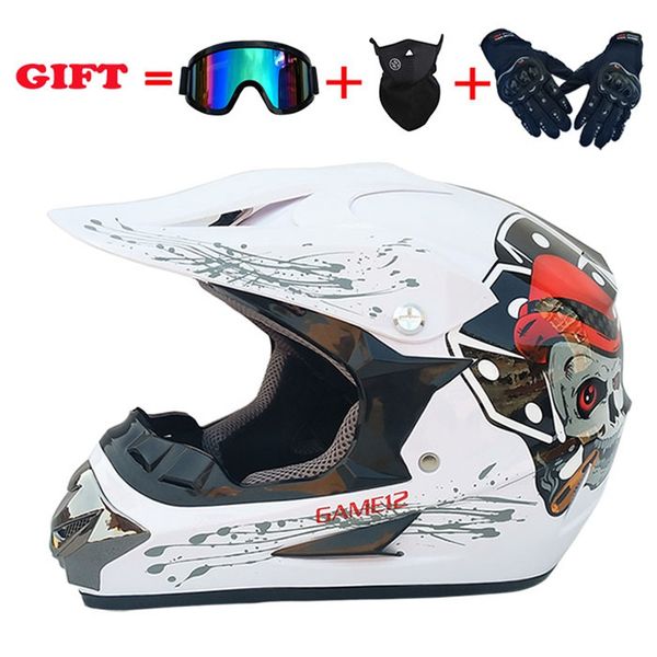 Casque de moto 4 pièces ensemble hors route motos de Motocross tout-terrain Atv Cross Racing Casque de vélo avec lunettes Mask284u