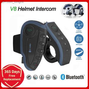 Casque de moto casque pour 5 coureurs Bluetooth Intercom casque V8 Moto communicateur haut-parleur Interphone Biker télécommande Q230830