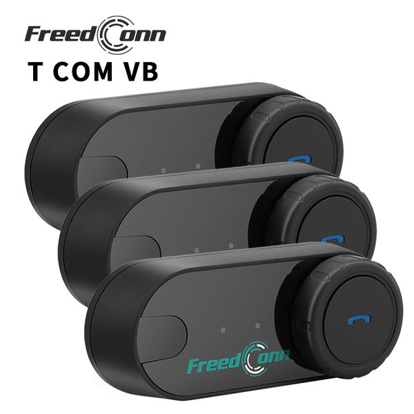 Intercomunicador para casco de motocicleta 3 juegos Freedconn TCom VB Auriculares Bluetooth Intercomunicación grupal Sistema de auriculares 6 conductores BT 5.0 FM Compartir música