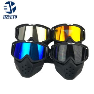 Masque de casque de moto lunettes détachables et filtre buccal pour masque de casque vintage de moto à visage ouvert modulaire MZ-0033197