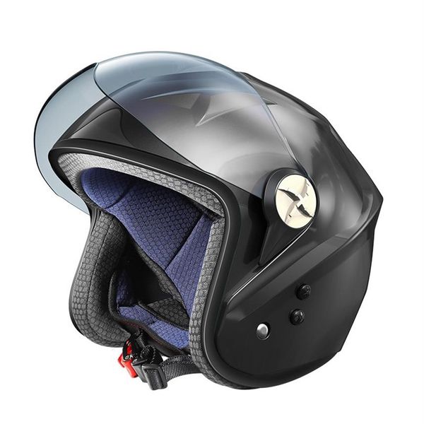 Casco de motocicleta Solar inteligente Bluetooth locomotora medio casco ventilador conjunto de vehículo eléctrico todoterreno Motocross motocicletas Atv Cross 235f