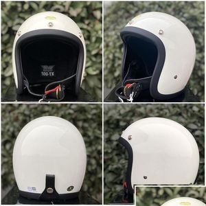 Cascos de moto 2022 estilo japonés 3/4 fibra de vidrio cara abierta Cafe Racer Casco 500Tx Scooter Bike Casco Moto ligero Retro Fo Dhcer