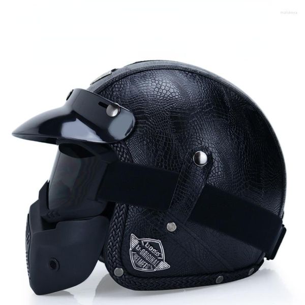 Casques de moto 2023 Casque ouvert 3/4 Personnalité Homme Femme Retro Cascos Para Moto Face