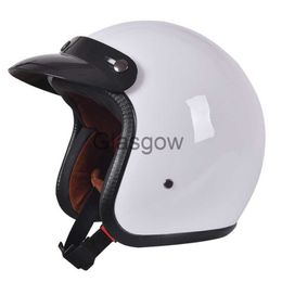 Motorhelmen 2023 Open Face Motorhelm Vintage 34 Jet Cafe Racer Scooter Bike Casque Motor Casco Moto Dot Ece Goedgekeurd Handgemaakt x0731